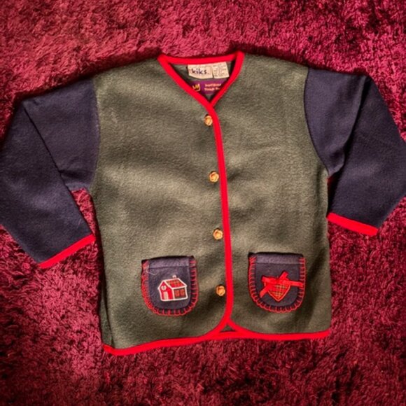 90s Vintage Kiks TM Boys Toddler Sweater Cardigan - Picture 1 of 8